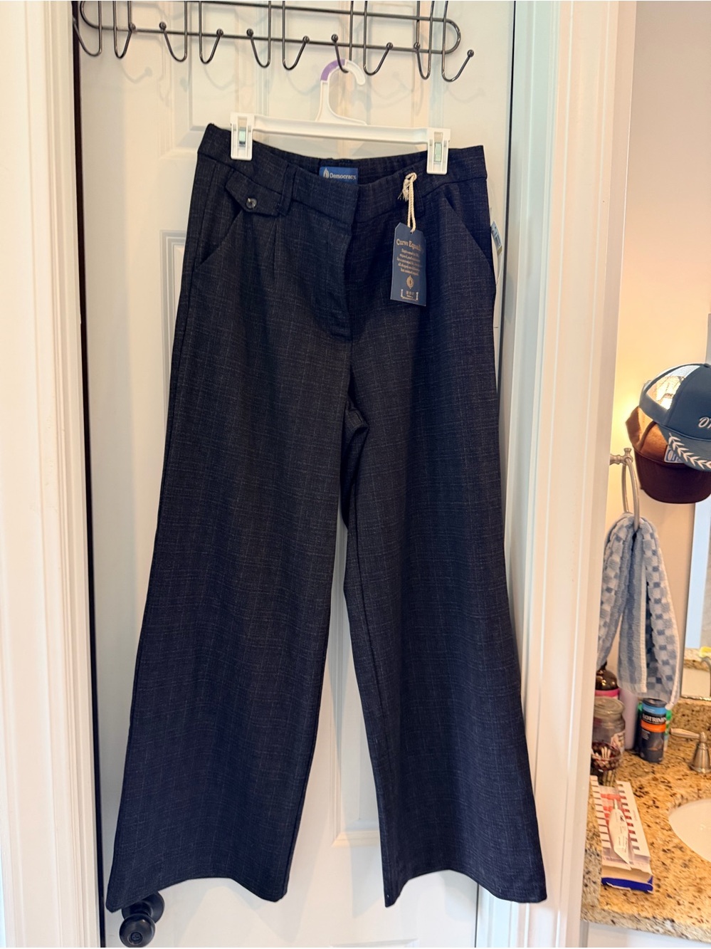 Democracy Womens Black Wide-Leg Dress Pants